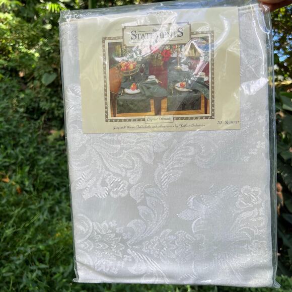 Caprice Damask Table Runner 70” Jacquard Woven Cotton New - Picture 1 of 6